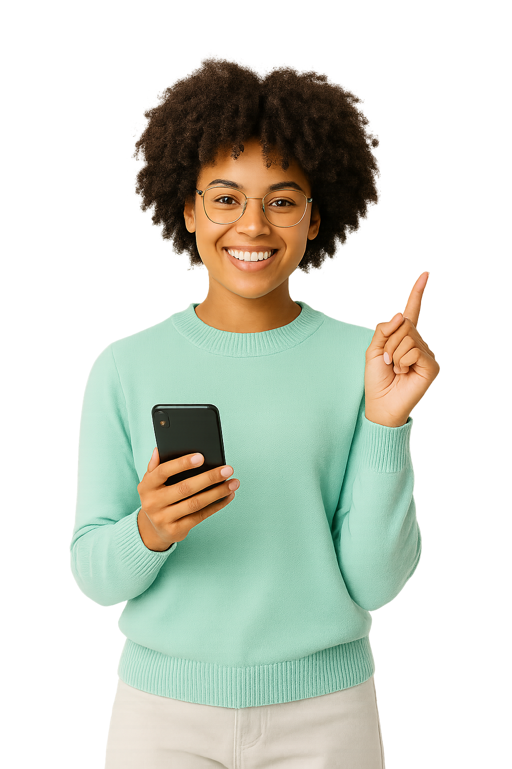 Cliente feliz usando o celular